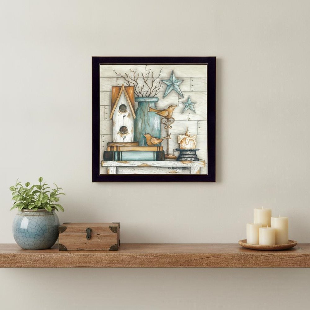 Birdhouse on Books 1 Black Framed Print Wall Art HomeRoots
