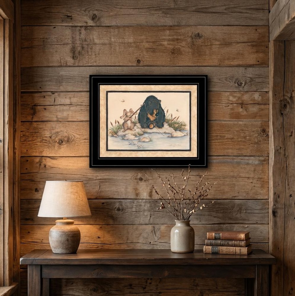 Gone Fishing 2 Black Framed Print Wall Art HomeRoots