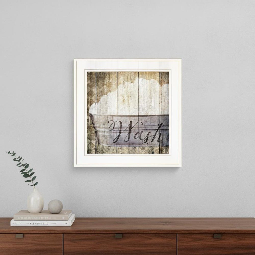 Wash 1 White Framed Print Bathroom Wall Art HomeRoots