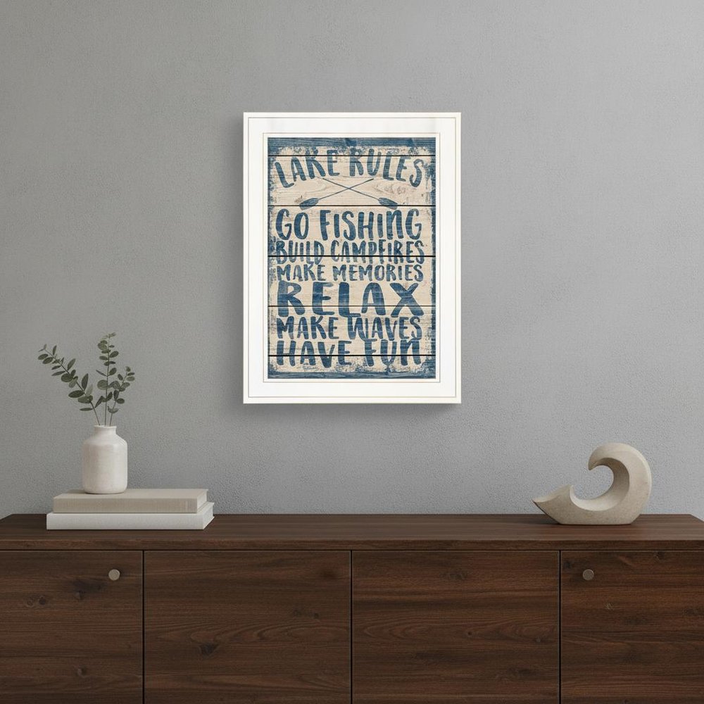 Lake Rules 1 White Framed Print Wall Art HomeRoots