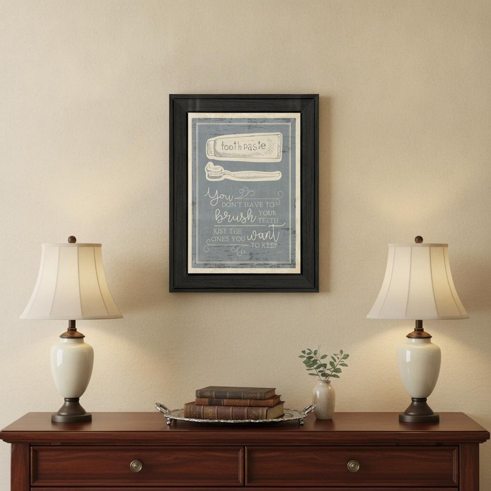 Brush Teeth 3 Black Framed Print Wall Art HomeRoots