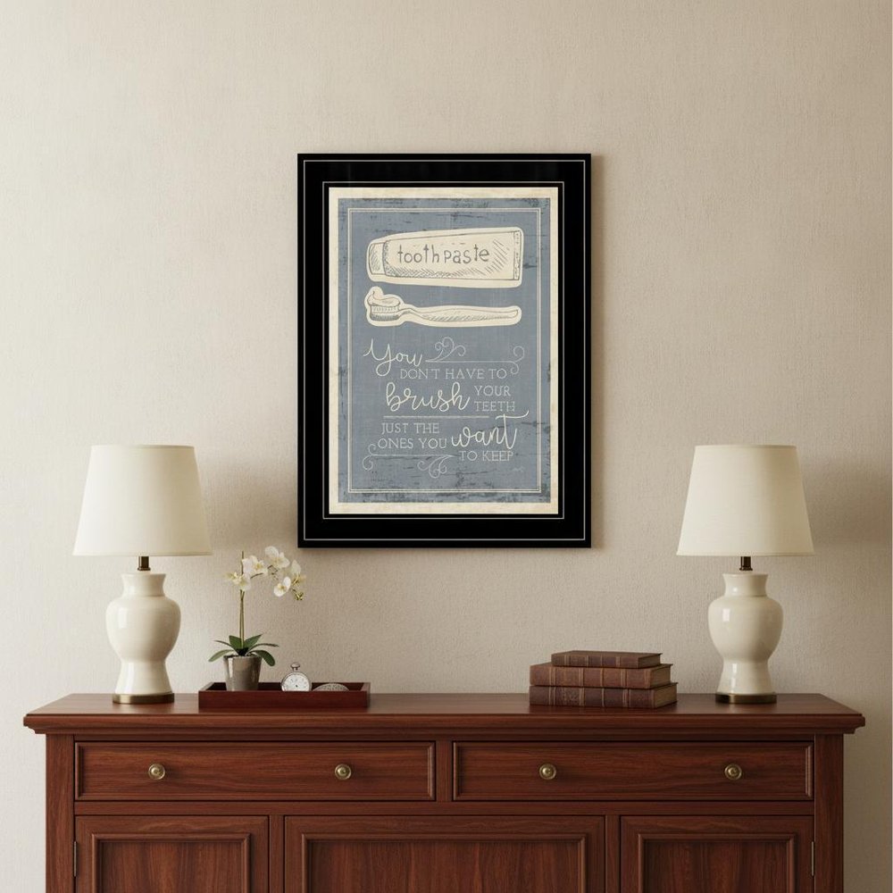 Brush Teeth 4 Black Framed Print Wall Art HomeRoots
