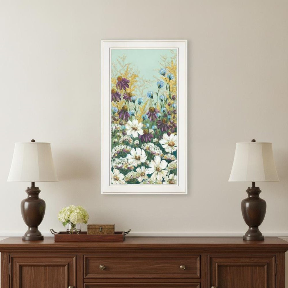Floral Field Day White Framed Print Wall Art HomeRoots