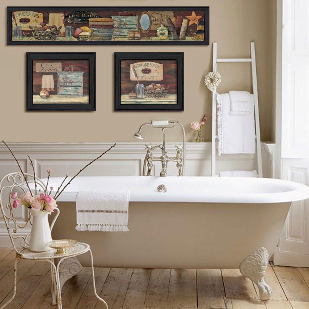 Set Of Three Country Bath I 1 Black Framed Print Bathroom Wall Art HomeRoots