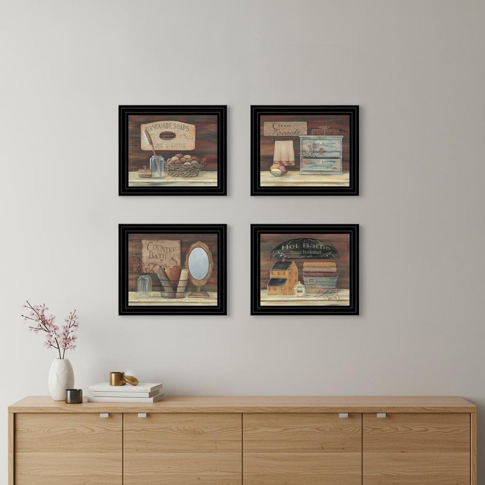 Set Of Four Bathroom Collection II 1 Black Framed Print Bathroom Wall Art HomeRoots