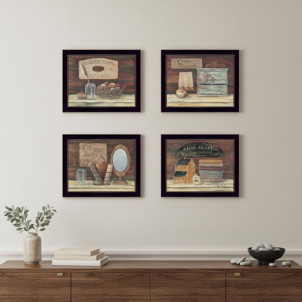 Set Of Four Bathroom Collection II 2 Black Framed Print Bathroom Wall Art HomeRoots