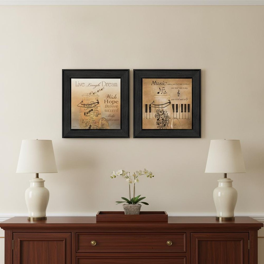 Set Of Two Music 3 Black Framed Print Wall Art HomeRoots
