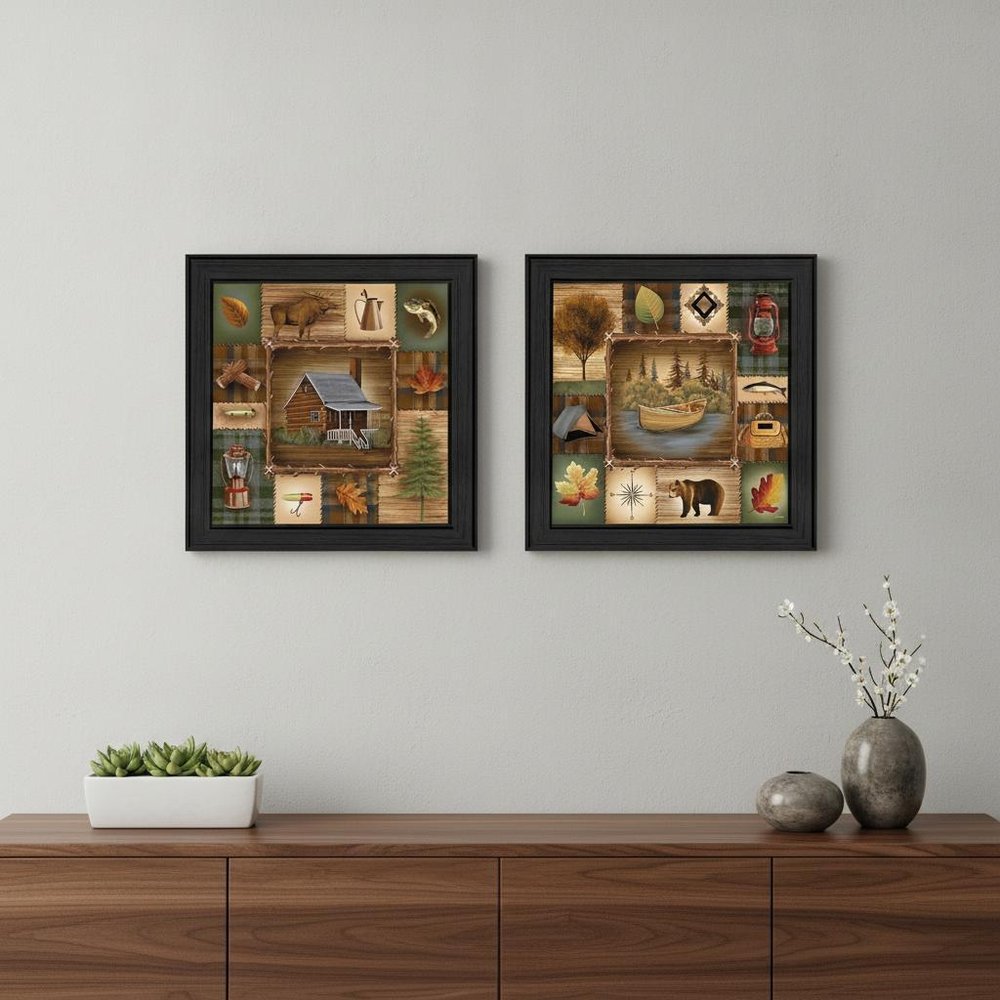 Set Of Two Up North Black Framed Print Wall Art HomeRoots