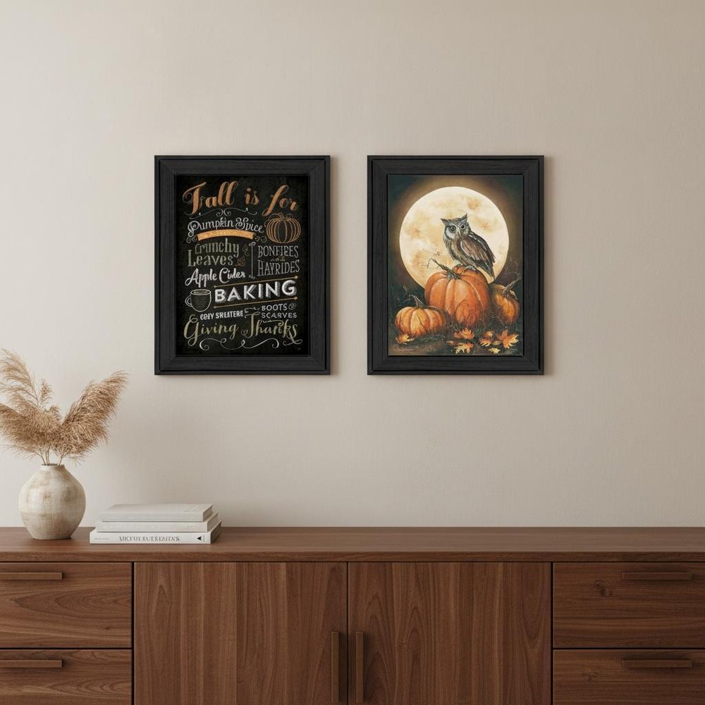 Set Of Two Pumpkin Patch Black Framed Print Wall Art HomeRoots