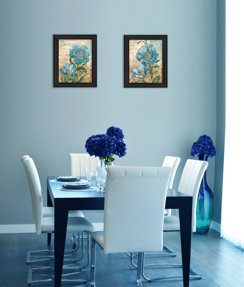 Set Of Two Paris Floral Postcard Black Framed Print Wall Art HomeRoots