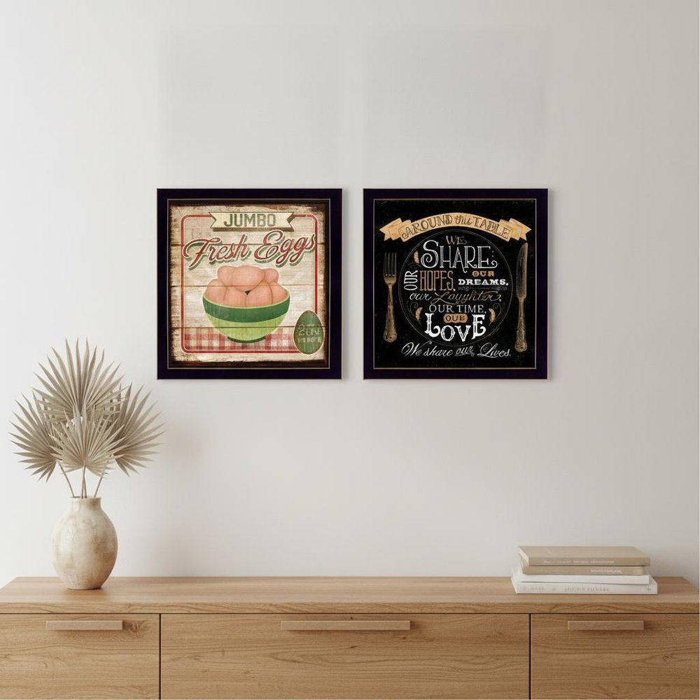 Set Of Two Around the Table Black Framed Print Wall Art HomeRoots