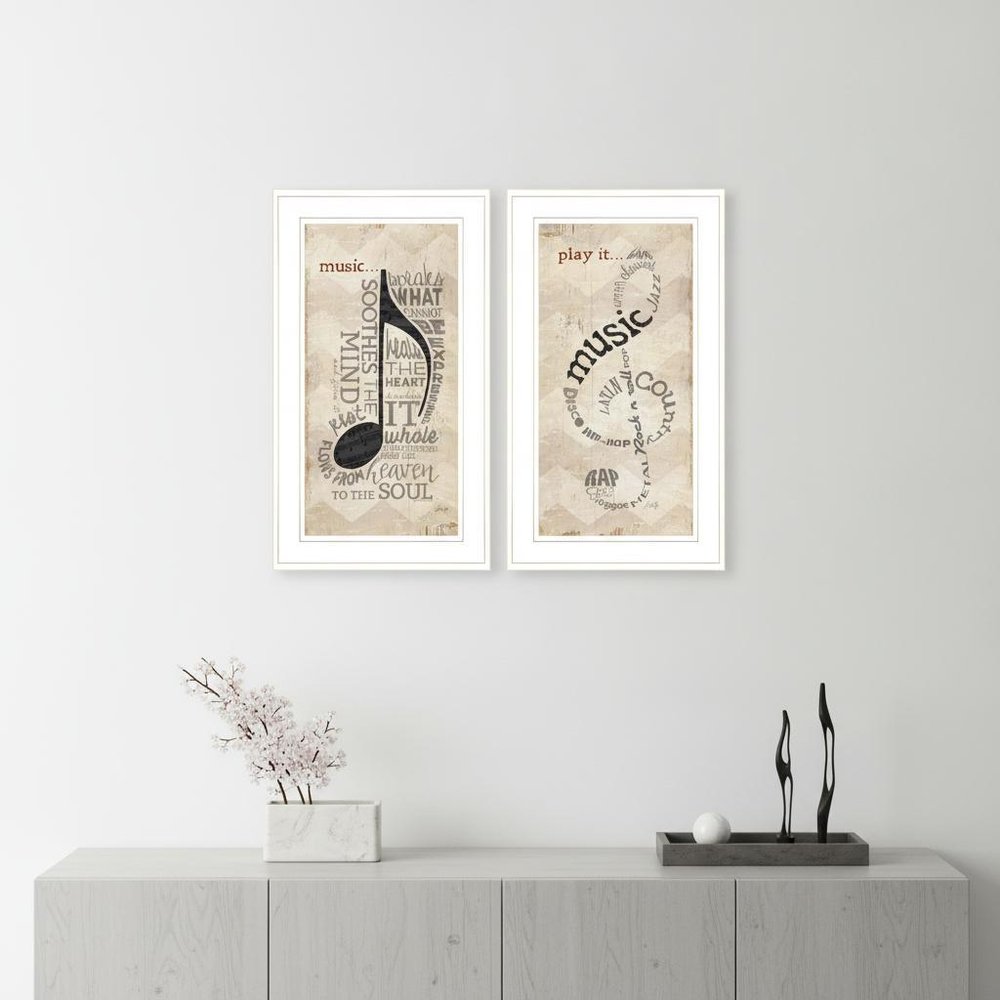 Set Of Two Musical Notes White Framed Print Wall Art HomeRoots