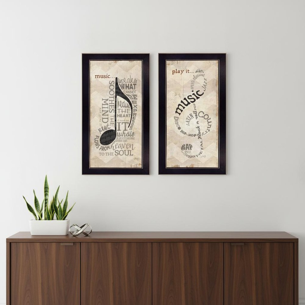 Set Of Two Musical Notes Black Framed Print Wall Art HomeRoots