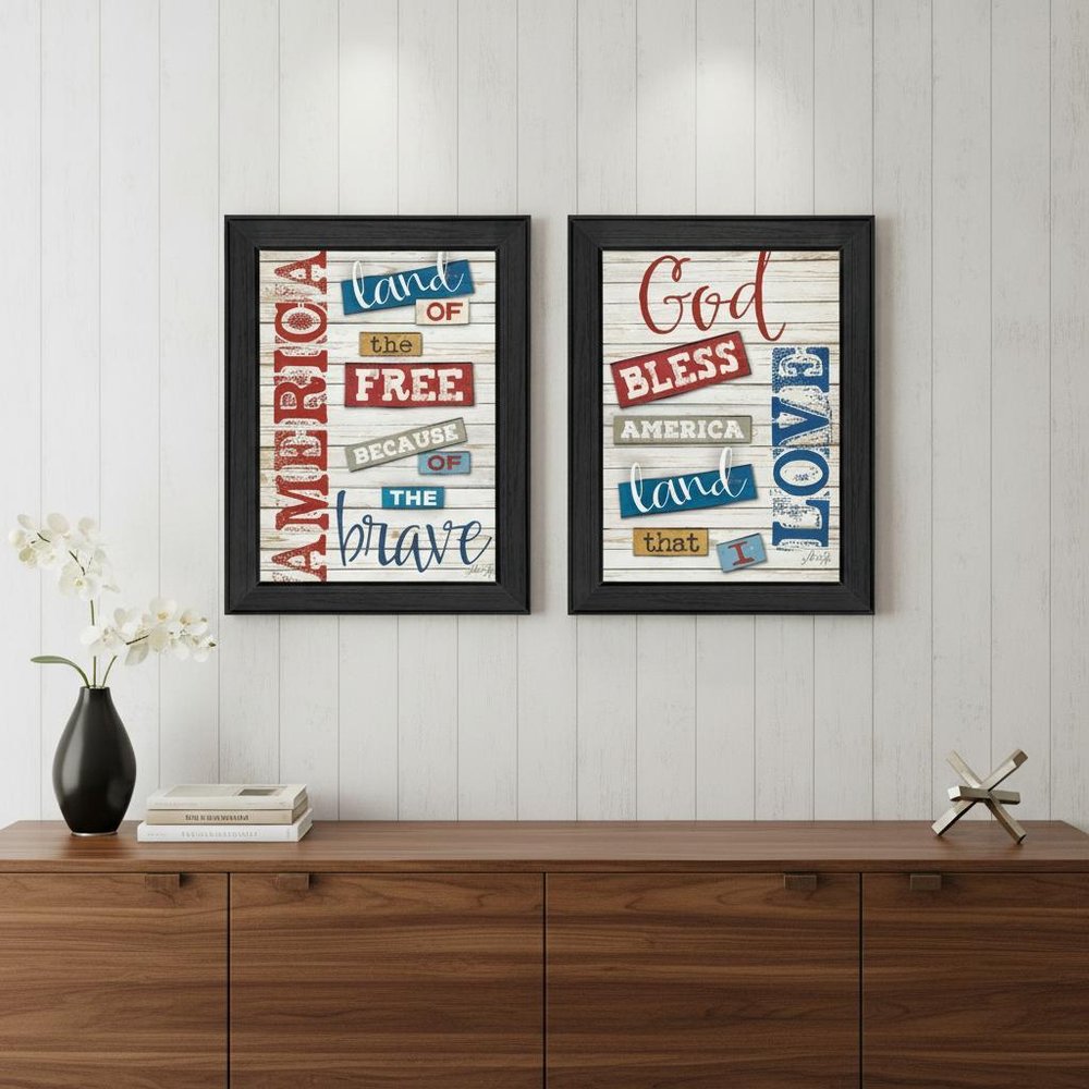 Set Of Two American 1 Black Framed Print Wall Art HomeRoots