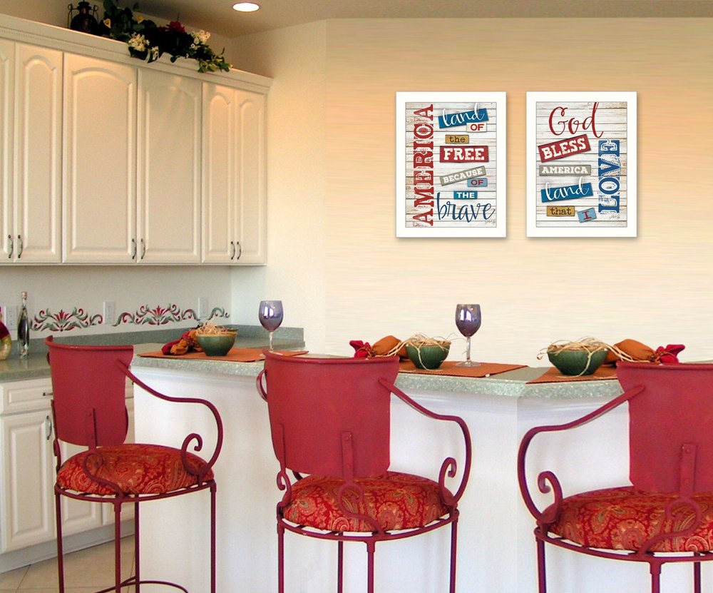 Set Of Two American 3 White Framed Print Wall Art HomeRoots
