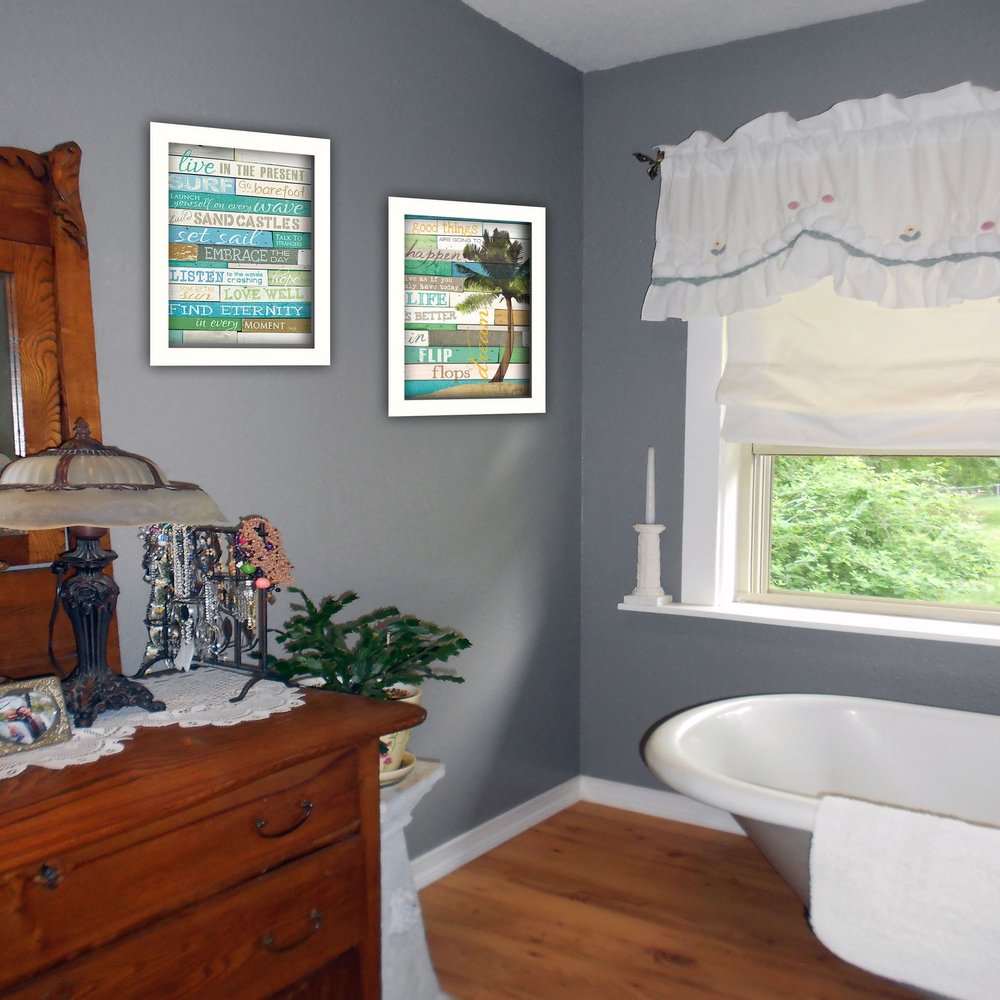 Set Of Two Live in the Present White Framed Print Wall Art HomeRoots