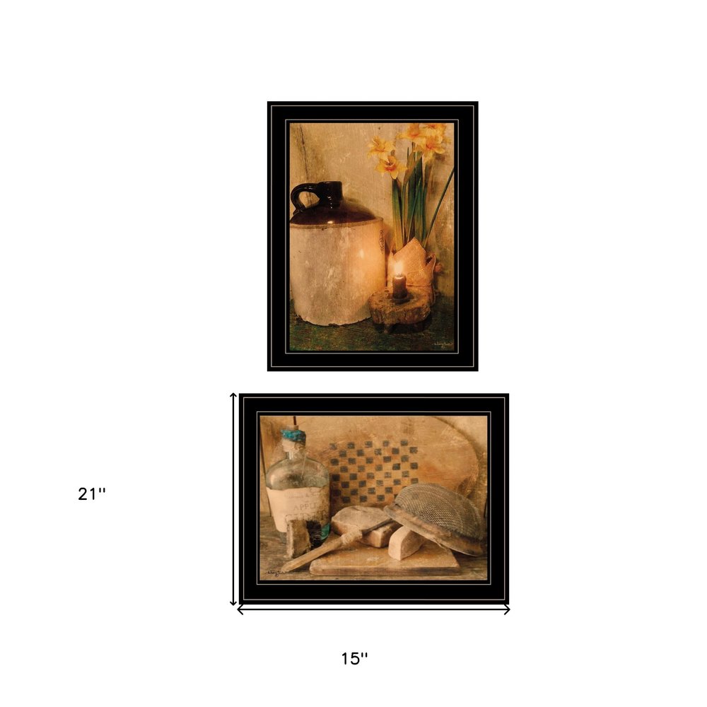 Set Of Two Daffodils and Cider 2 Black Framed Print Bathroom Wall Art HomeRoots