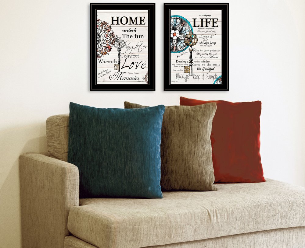 Set Of Two Life or Home 2 Black Framed Print Wall Art HomeRoots