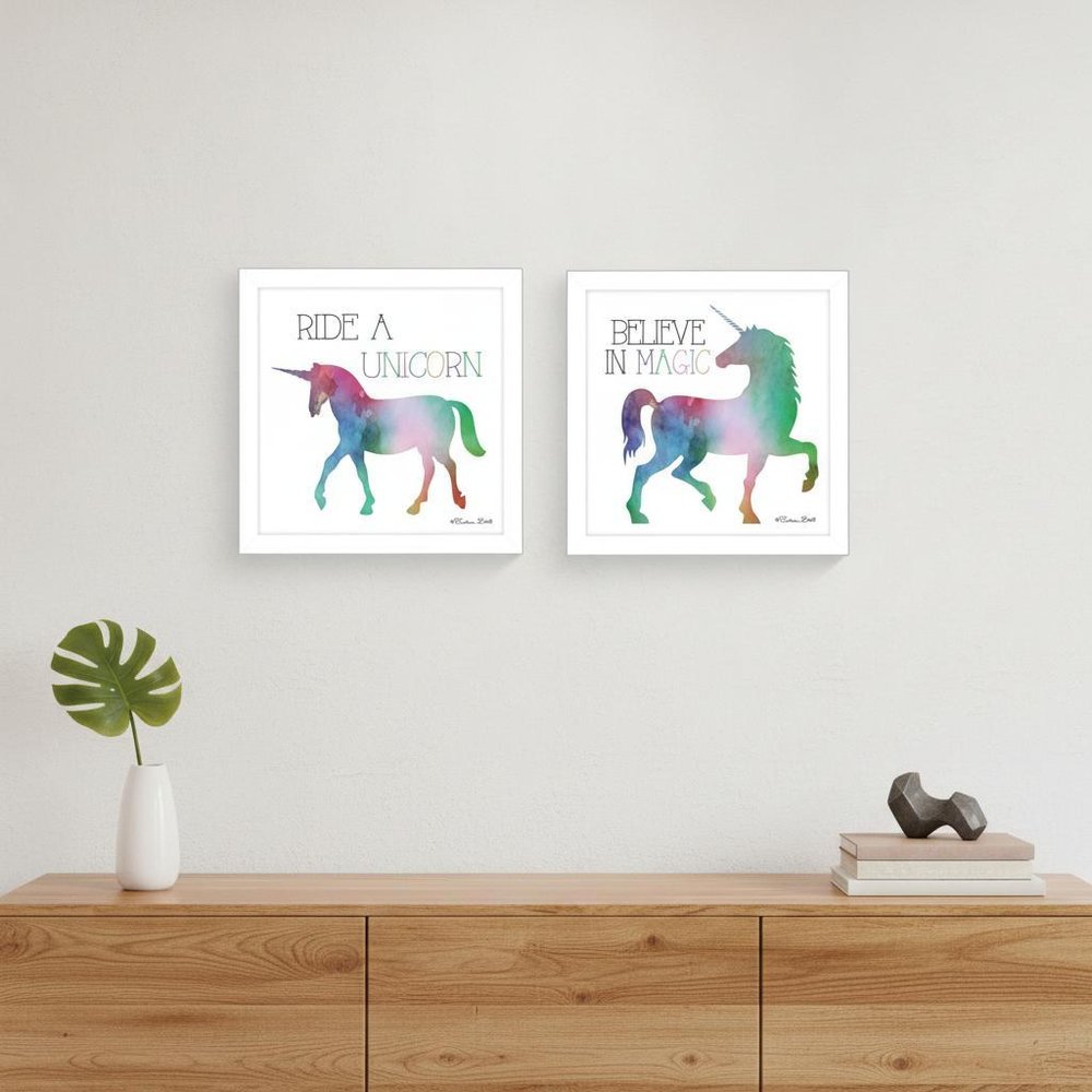 Set Of Two Believe in Magic White Framed Print Wall Art HomeRoots