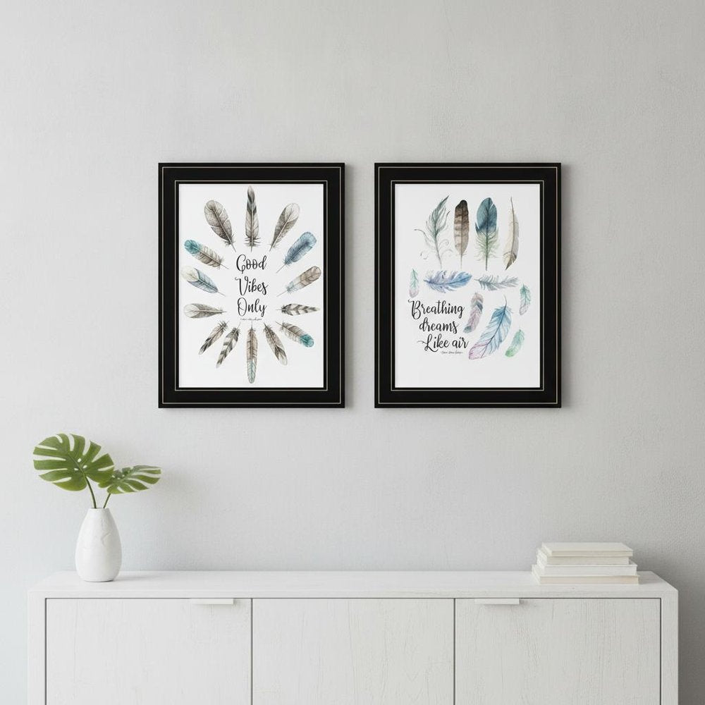 Set Of Two Good Vibes 2 Black Framed Print Wall Art HomeRoots
