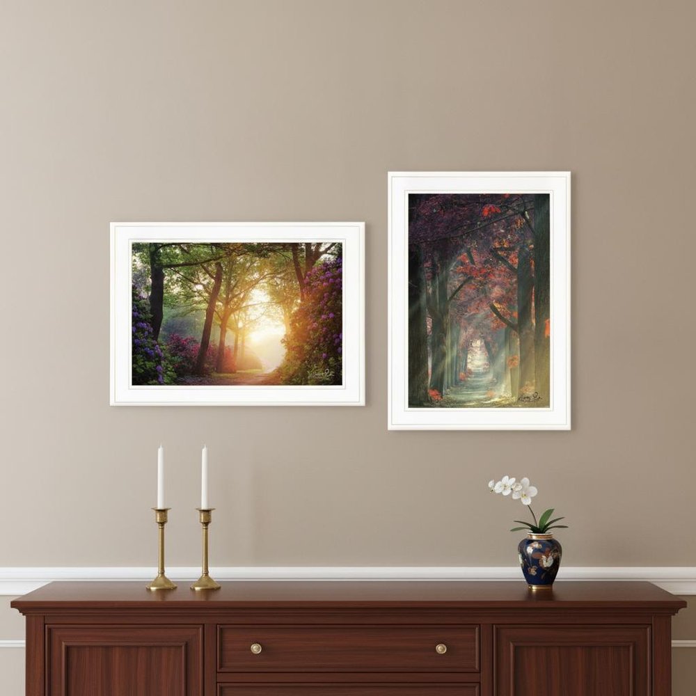 Set Of Two Path of Happiness 1 White Framed Print Wall Art HomeRoots