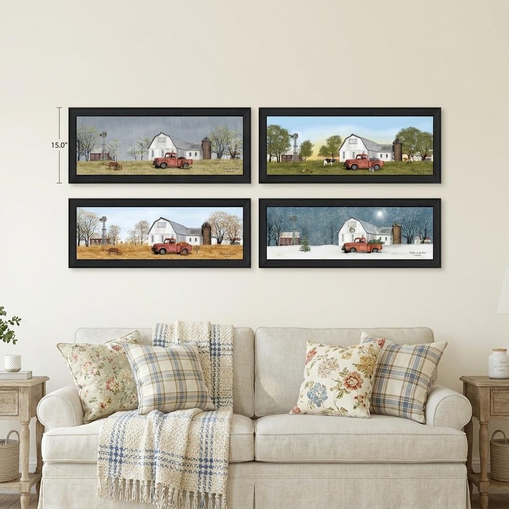 Set Of Four Billy Jacobs Four Seasons Collection VII 2 Black Framed Print Wall Art HomeRoots