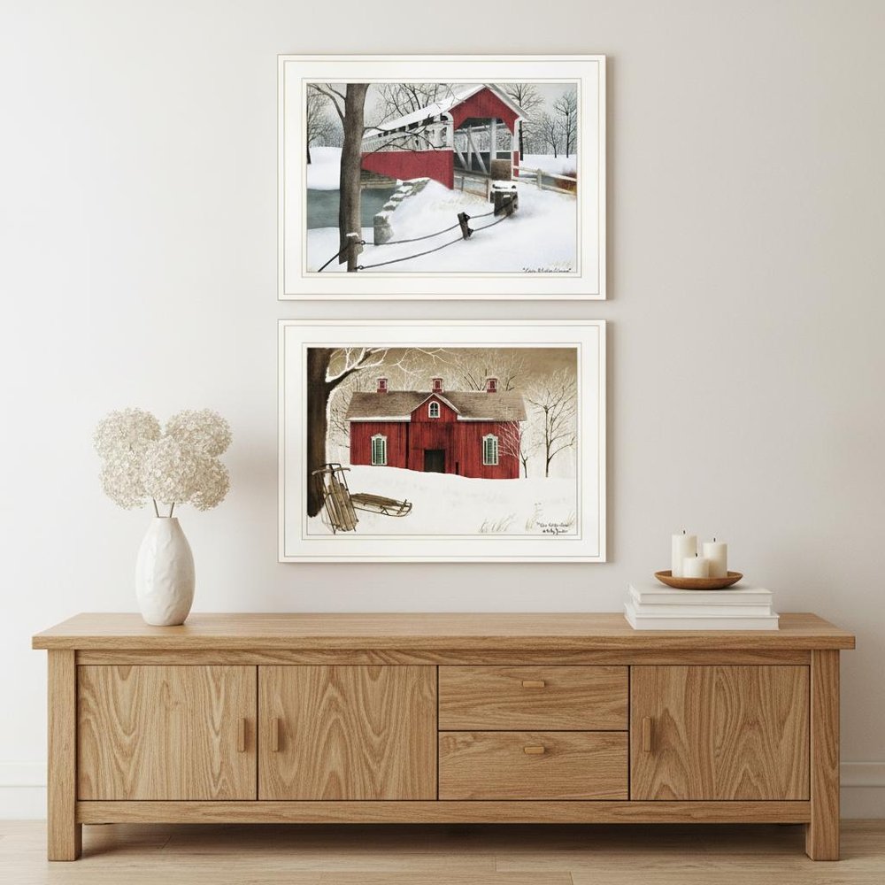 Set Of Two Winter Evening 1 White Framed Print Wall Art HomeRoots