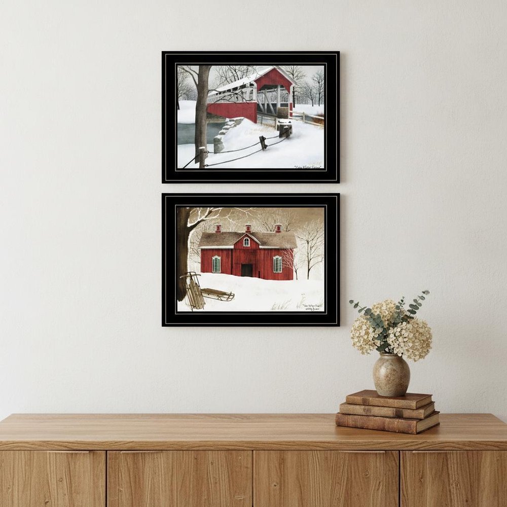 Set Of Two Winter Evening 2 Black Framed Print Wall Art HomeRoots