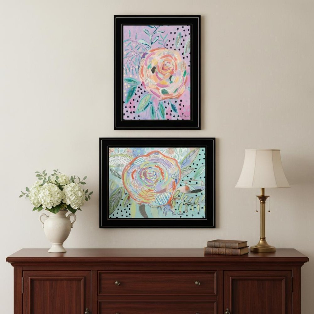 Set Of Two Bloom for Yourself 2 Black Framed Print Wall Art HomeRoots