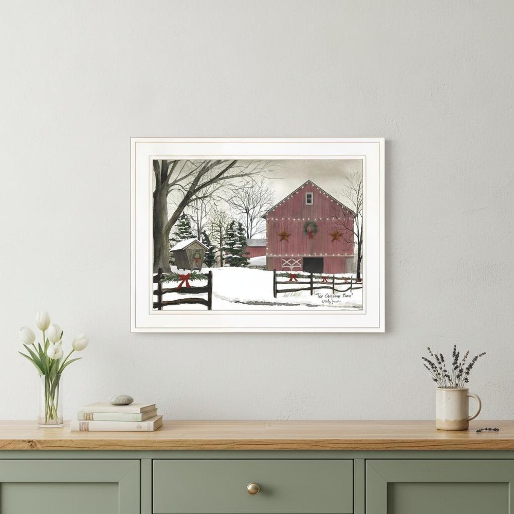 Christmas Barn 1 White Framed Print Wall Art HomeRoots