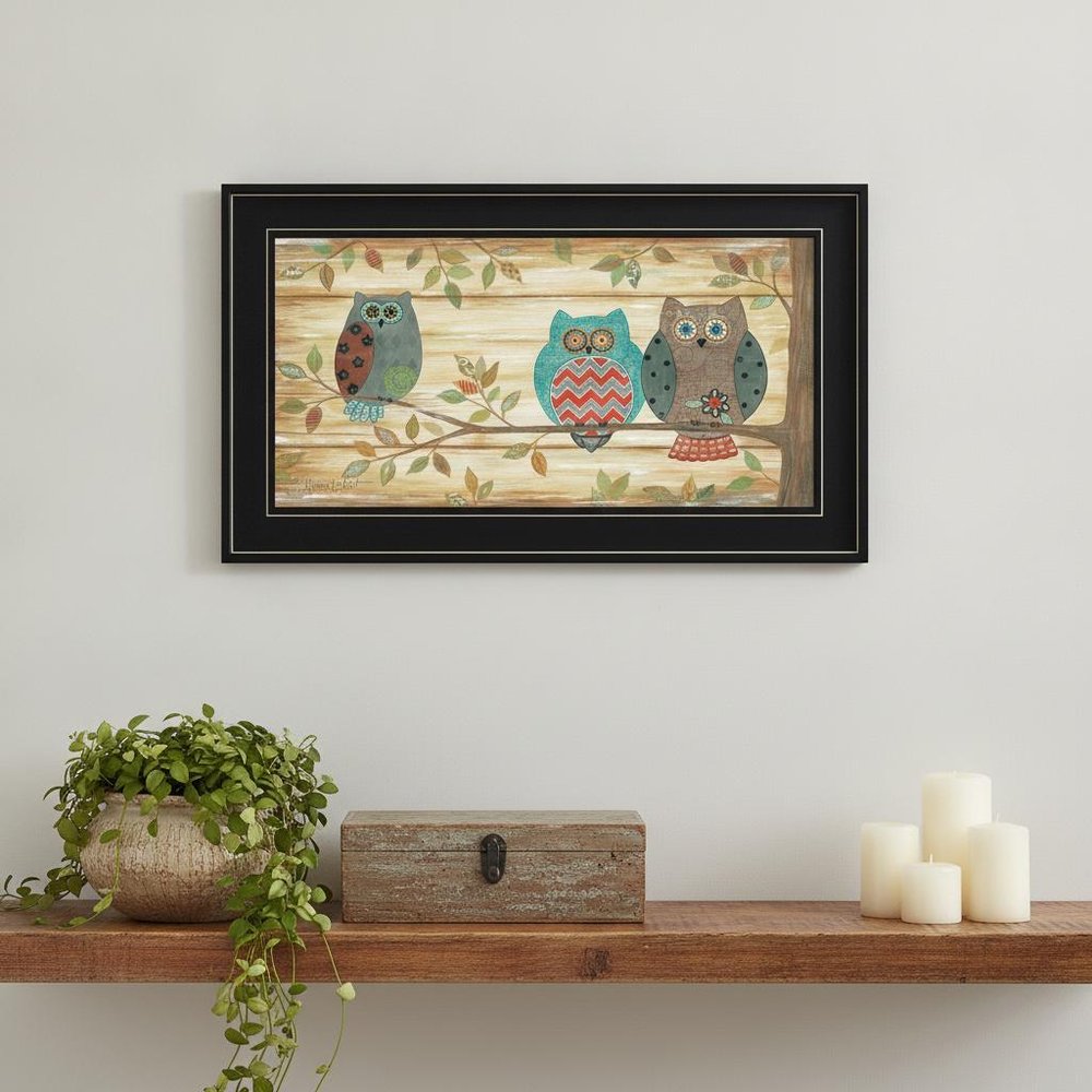 Three Wise Owls 4 Black Framed Print Wall Art HomeRoots