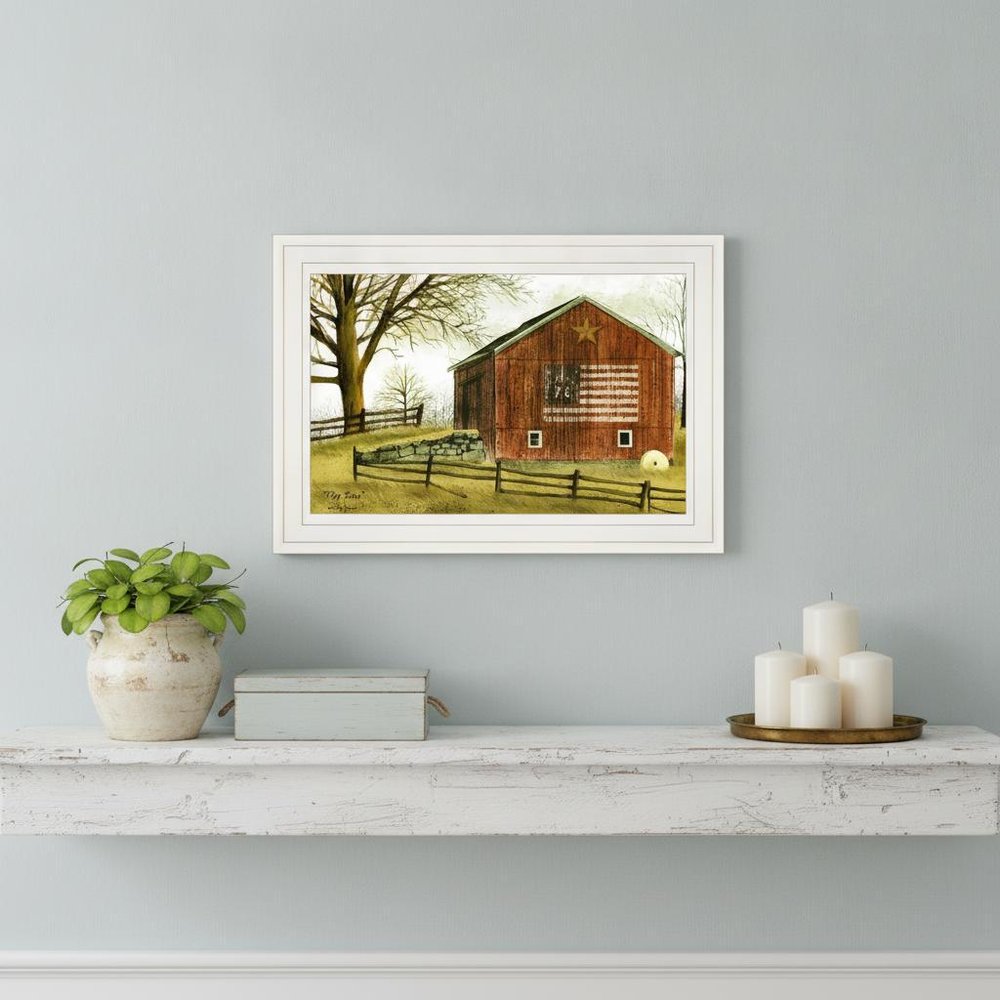 Flag Barn 1 White Framed Print Wall Art HomeRoots