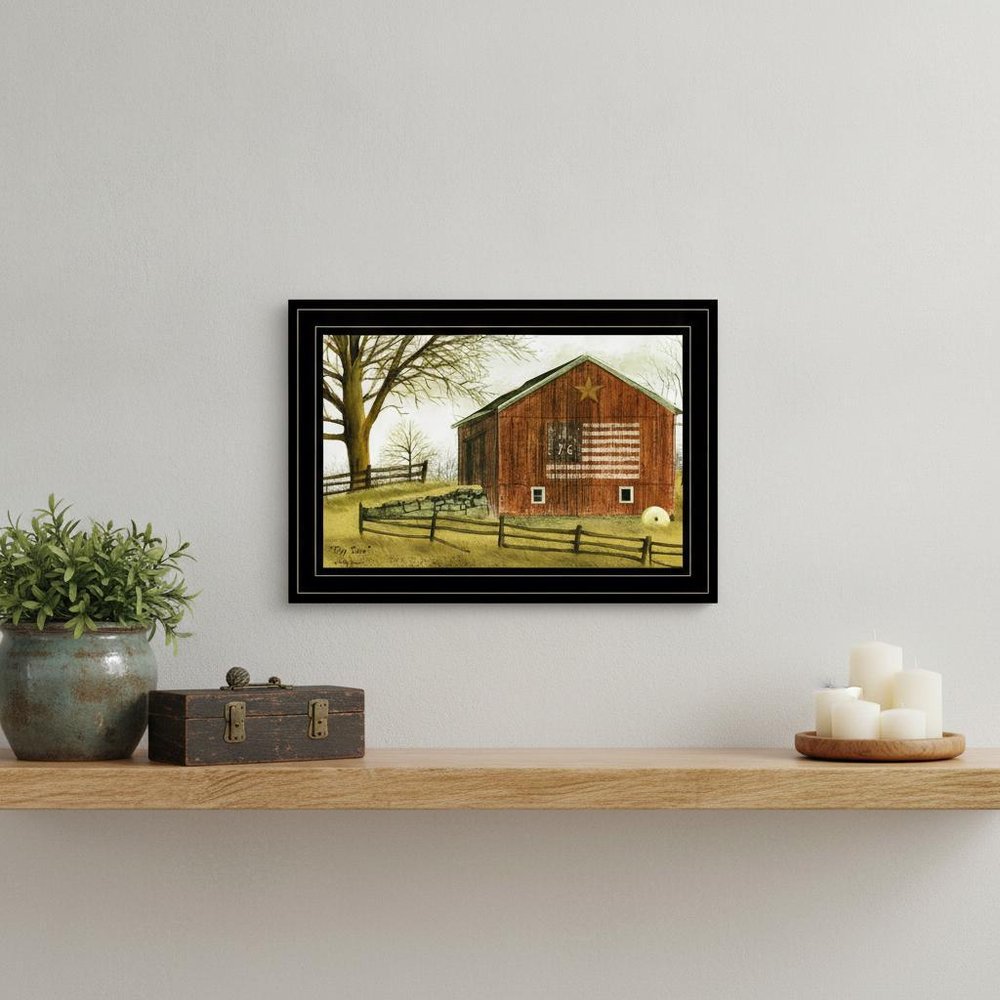 Flag Barn 3 Black Framed Print Wall Art HomeRoots