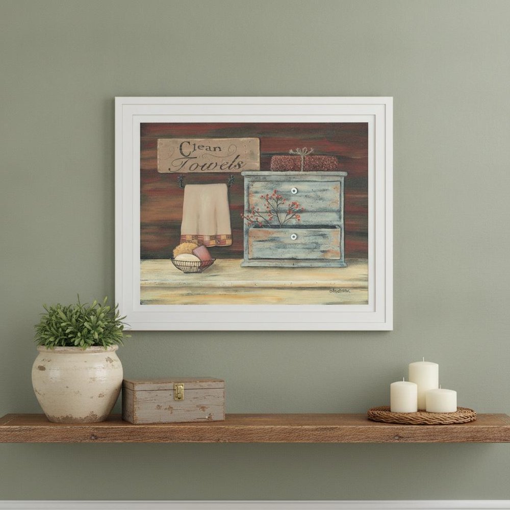 Clean Towels 2 White Framed Print Bathroom Wall Art HomeRoots