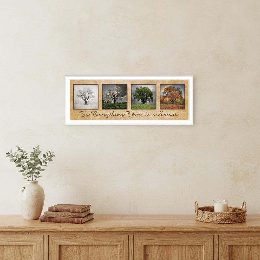 There is a Season 1 White Framed Print Wall Art HomeRoots