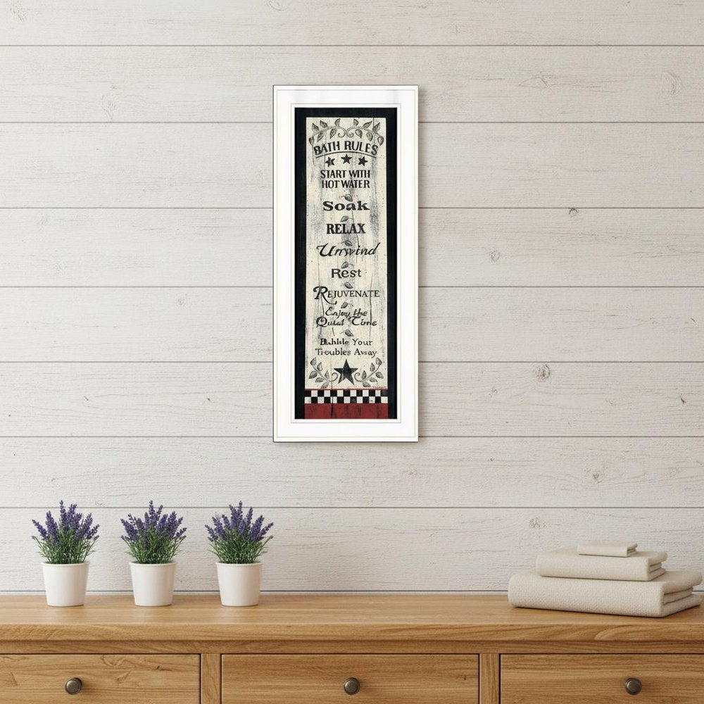 Bath Rules 4 White Framed Print Bathroom Wall Art HomeRoots