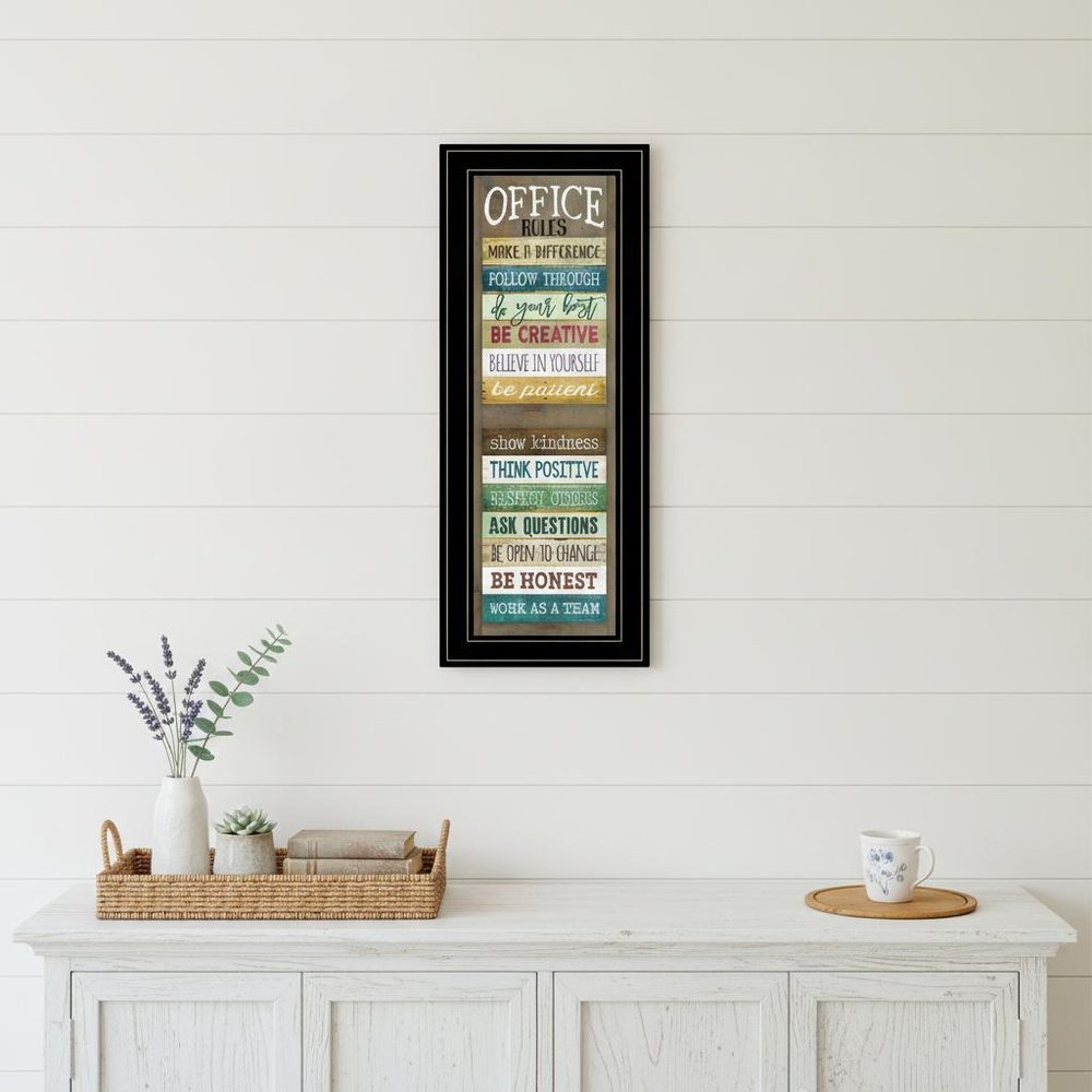 Office Rules 8 Black Framed Print Wall Art HomeRoots