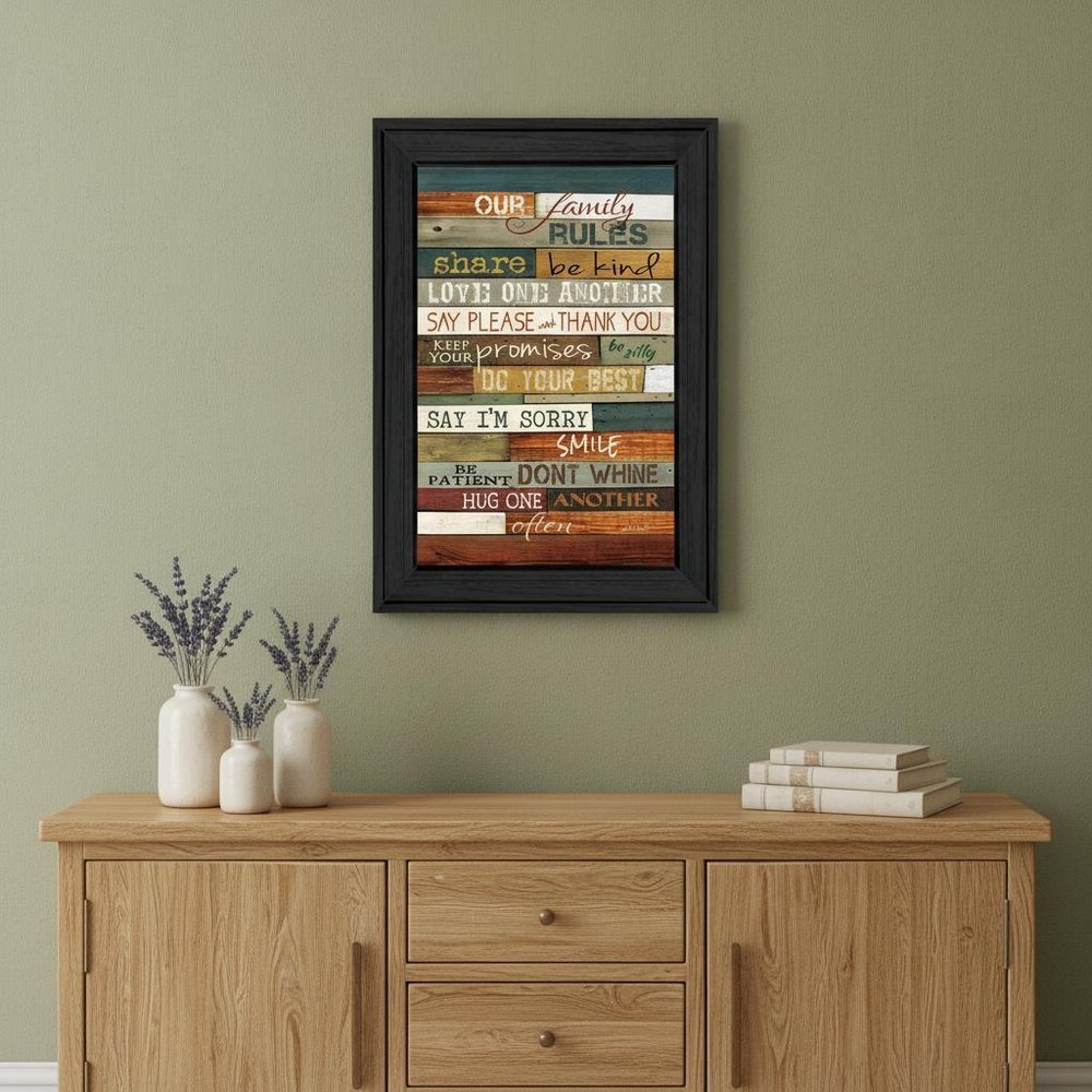 Our Family Rules 3 Black Framed Print Wall Art HomeRoots