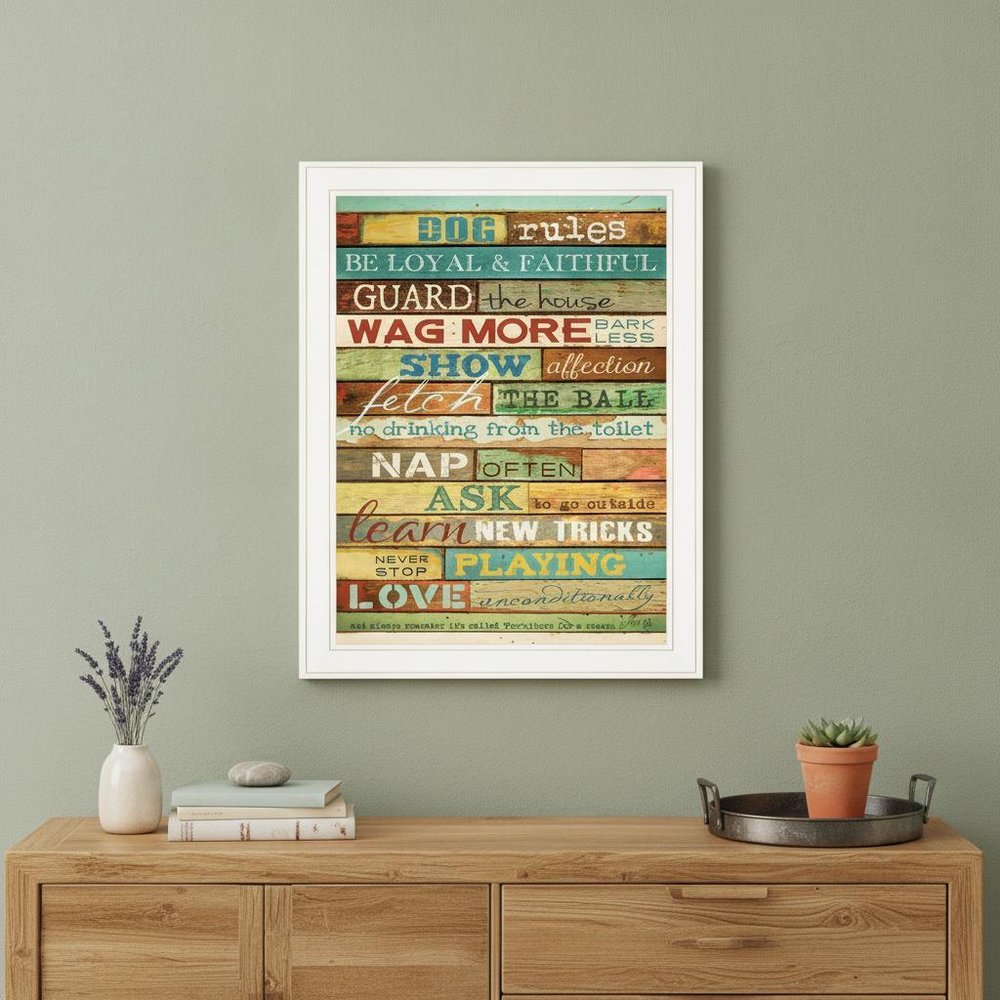 Dog Rules 5 White Framed Print Wall Art HomeRoots