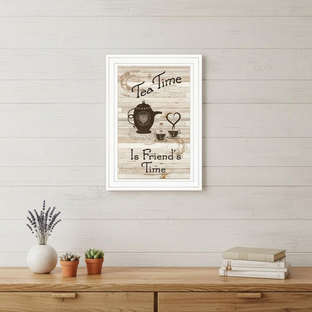 Tea Time is Friends Time 1 White Framed Print Kitchen Wall Art HomeRoots