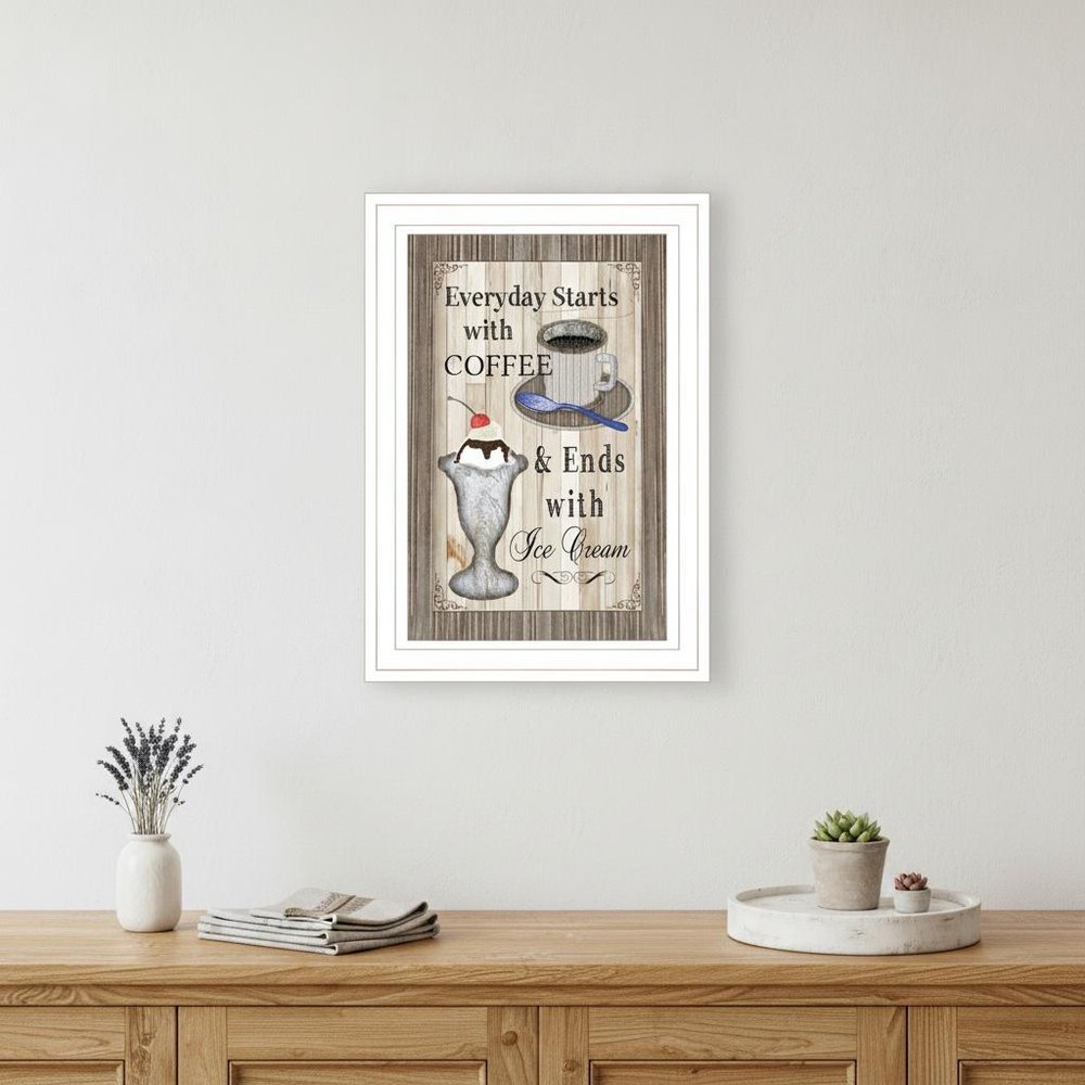 Everyday Starts with Coffee 1 White Framed Print Wall Art HomeRoots