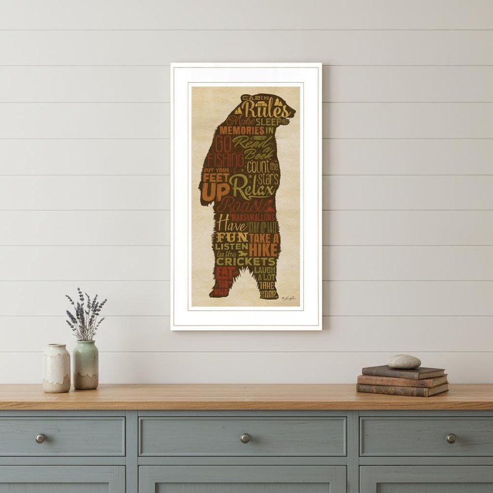 Cabin Rules 3 White Framed Print Wall Art HomeRoots