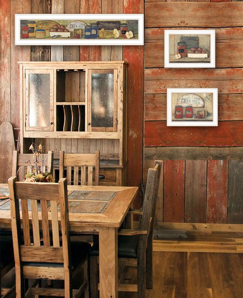 Set Of Three Country Kitchen 1 White Framed Print Kitchen Wall Art HomeRoots