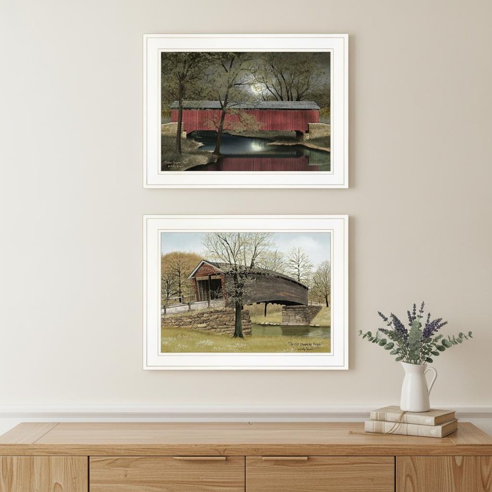 Set Of Two Bridges of 1 White Framed Print Wall Art HomeRoots