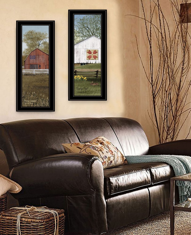 Set Of Two Country Barns 2 Black Framed Print Wall Art HomeRoots