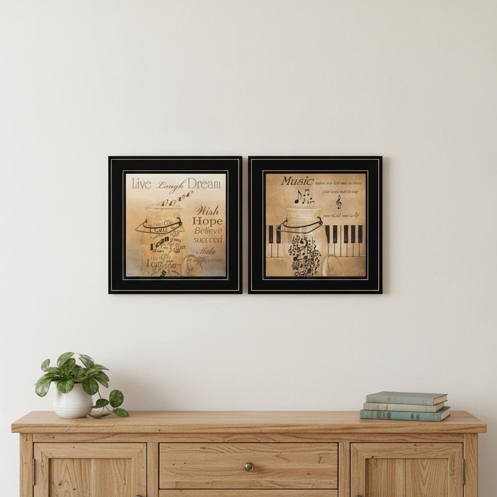 Set Of Two Music 2 Black Framed Print Wall Art HomeRoots