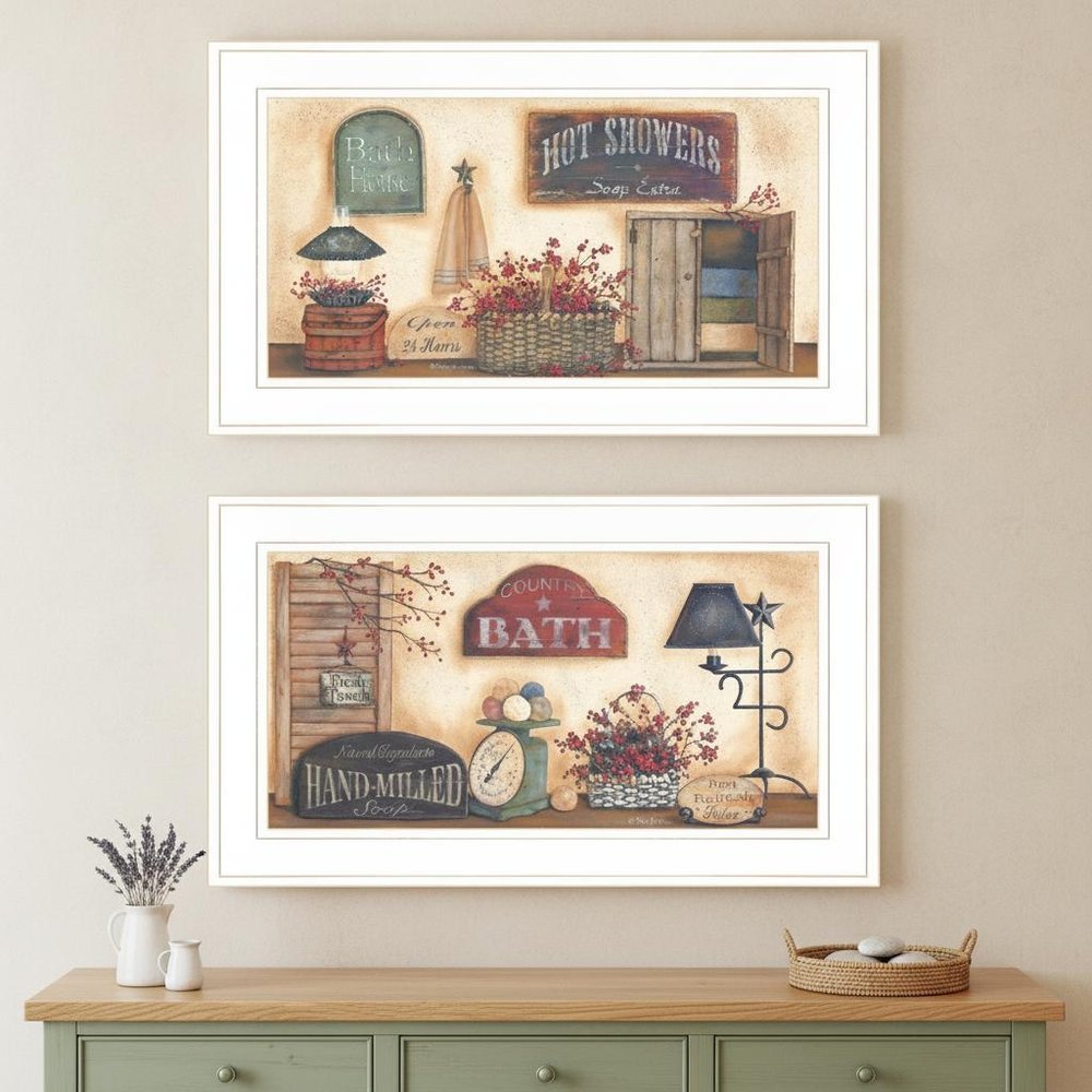 Set Of Two Bath 2 White Framed Print Bathroom Wall Art HomeRoots
