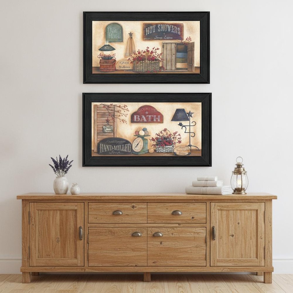 Set Of Two Bath 3 Black Framed Print Bathroom Wall Art HomeRoots
