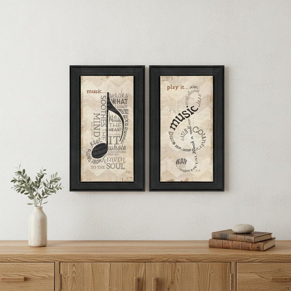 Set Of Two Music 8 Black Framed Print Wall Art HomeRoots