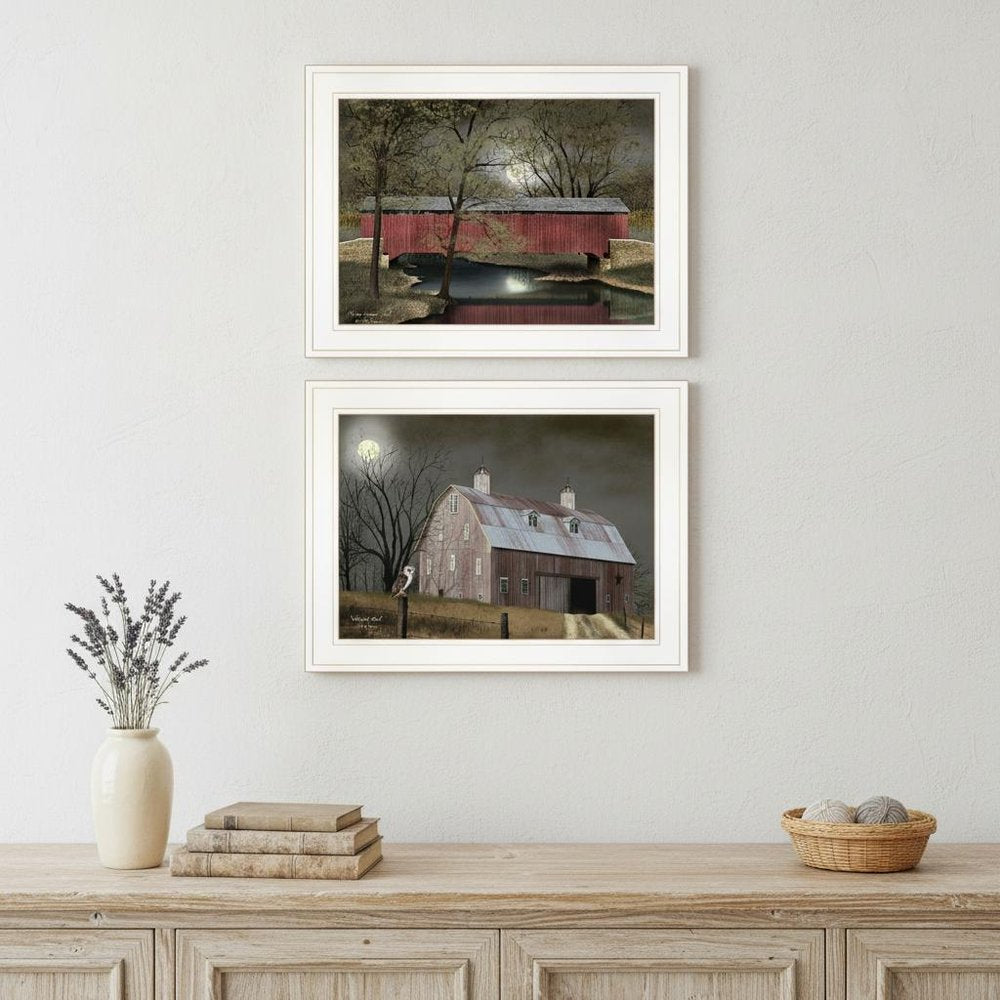 Set Of Two Midnight Moon 1 White Framed Print Wall Art HomeRoots